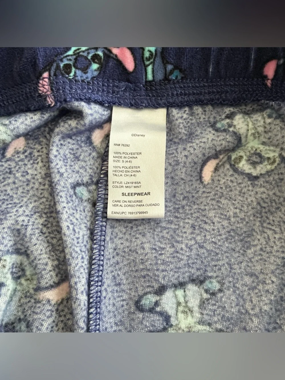 Disney Stitch Blue Pajama Pants Women’s Size Small 4-6 Lounge Sleepwear - Picture 7 of 7